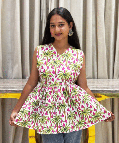 White Pure Cotton PEPLUM SHORT Kurti1