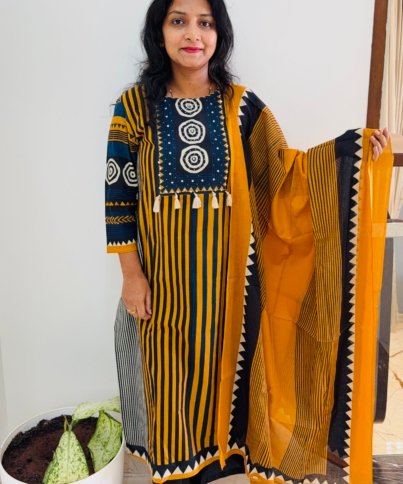 pure cotton 3PC Kurti set