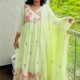 Pure MulCotton Heavy Embroidered A-Line 3PC Kurti Set