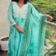Pure MulCotton Heavy Embroidered A-Line 3PC Kurti Set