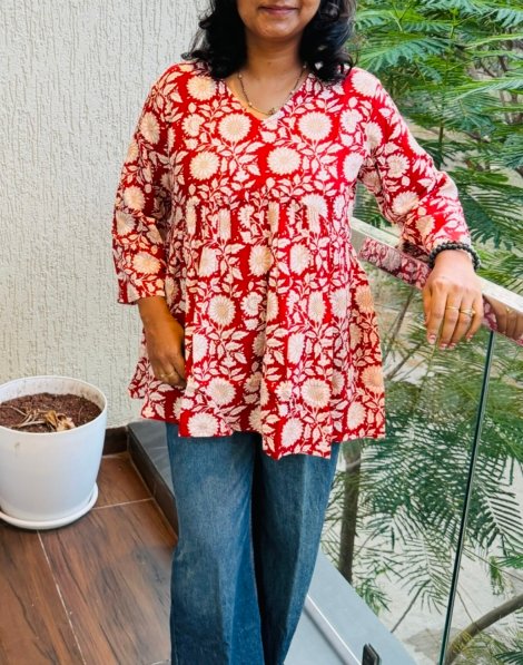 pure cotton short kurti