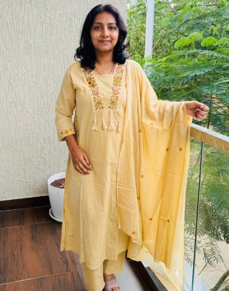 pure cotton 3pc kurti  set