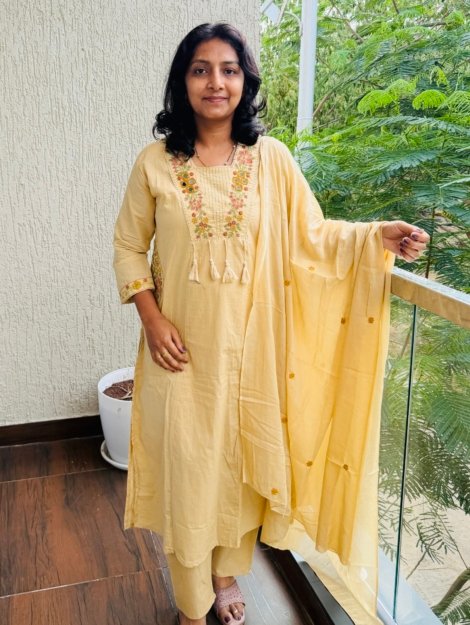 pure cotton 3pc kurti  set