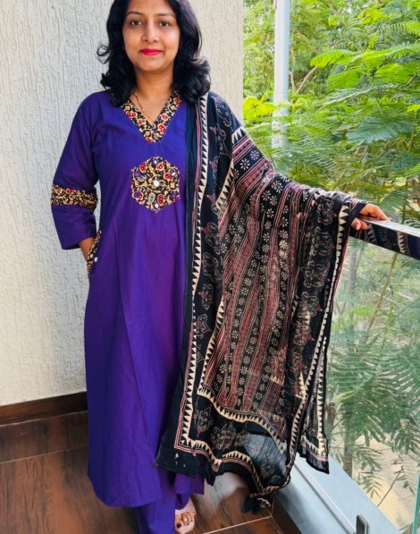 pure cotton 3pc kurti  set