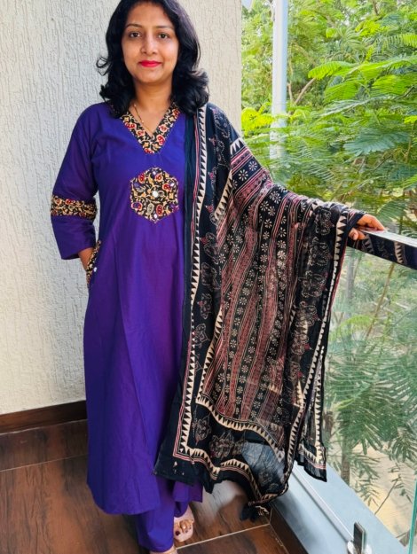 pure cotton 3pc kurti  set