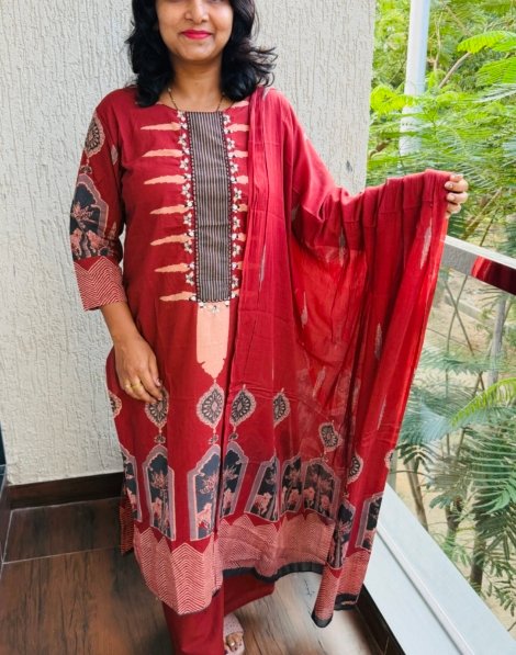 pure cotton 3pc kurti  set