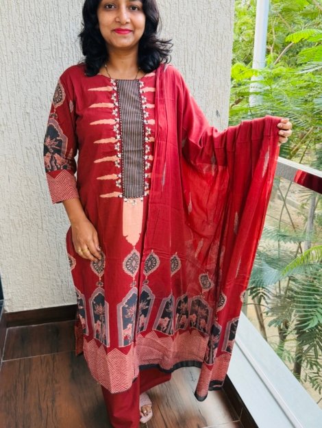 pure cotton 3pc kurti  set
