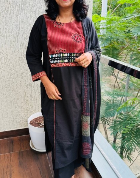 pure cotton 3pc kurti  set