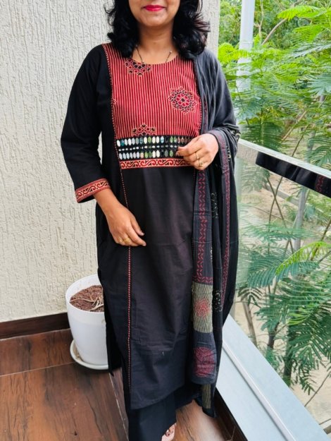 pure cotton 3pc kurti  set