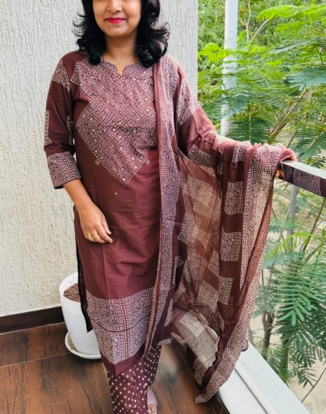 pure cotton 3pc kurti  set