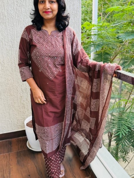 pure cotton 3pc kurti  set
