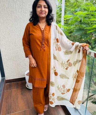 pure cotton 3pc kurti  set
