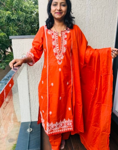 pure cotton 3pc kurti  set