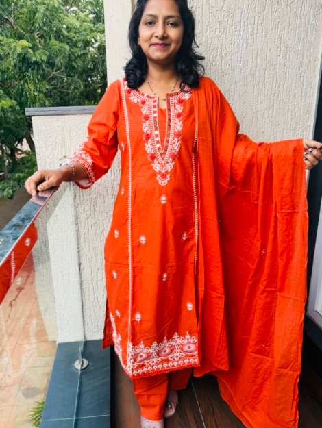 pure cotton 3pc kurti  set